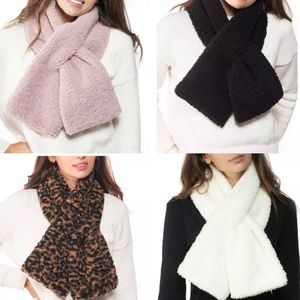 INC Sherpa Teddy Muffler Scarf Black White Pink
